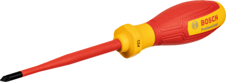 Izvijač Bosch VDE PZ1x100 z izoliranim ročajem.